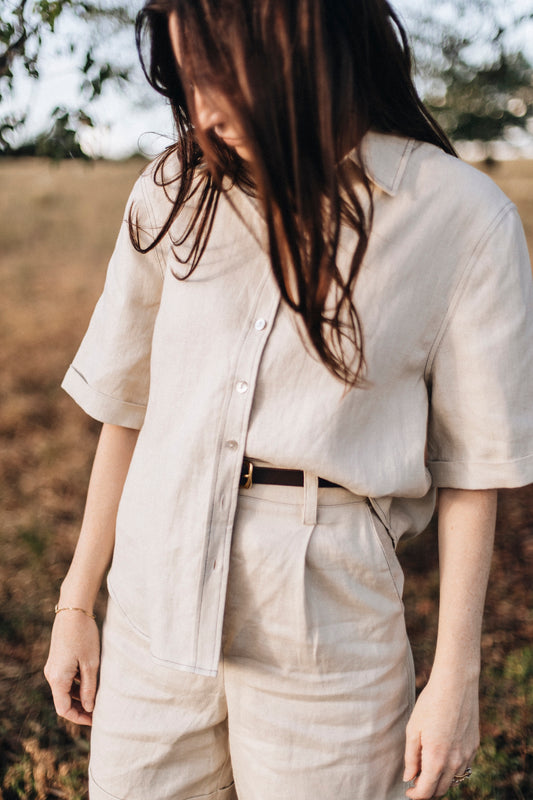 The Priya Shirt in Natural 'Dew' Linen