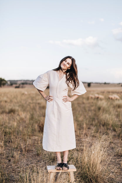 The April Dress | Seashell Silk Cotton