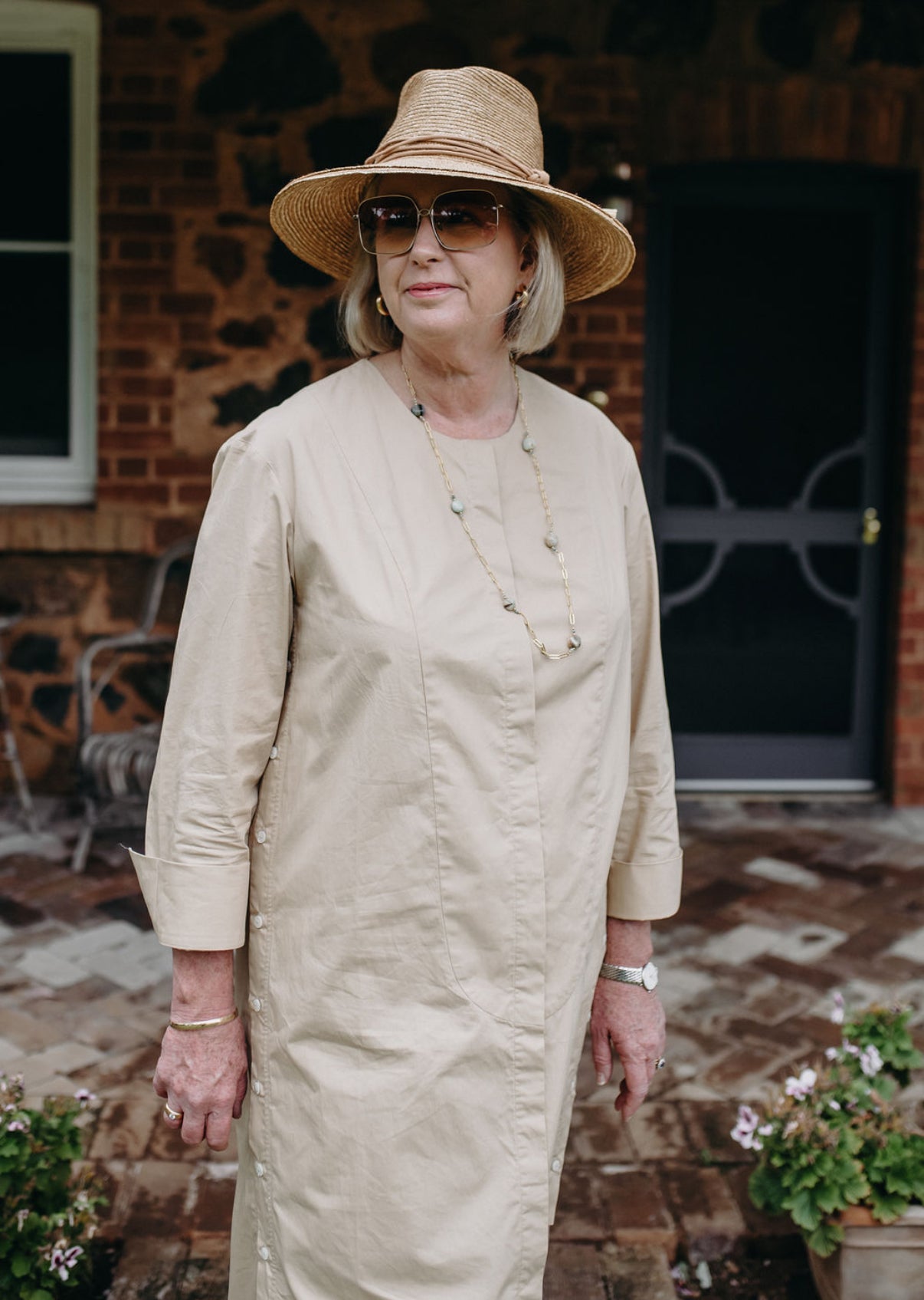 Celine Dress in Sand Poplin