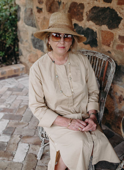 Celine Dress in Sand Poplin