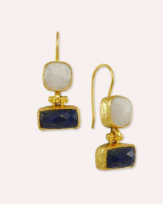 The 'Nerissa' Lapis & Moonstone Drop Earrings