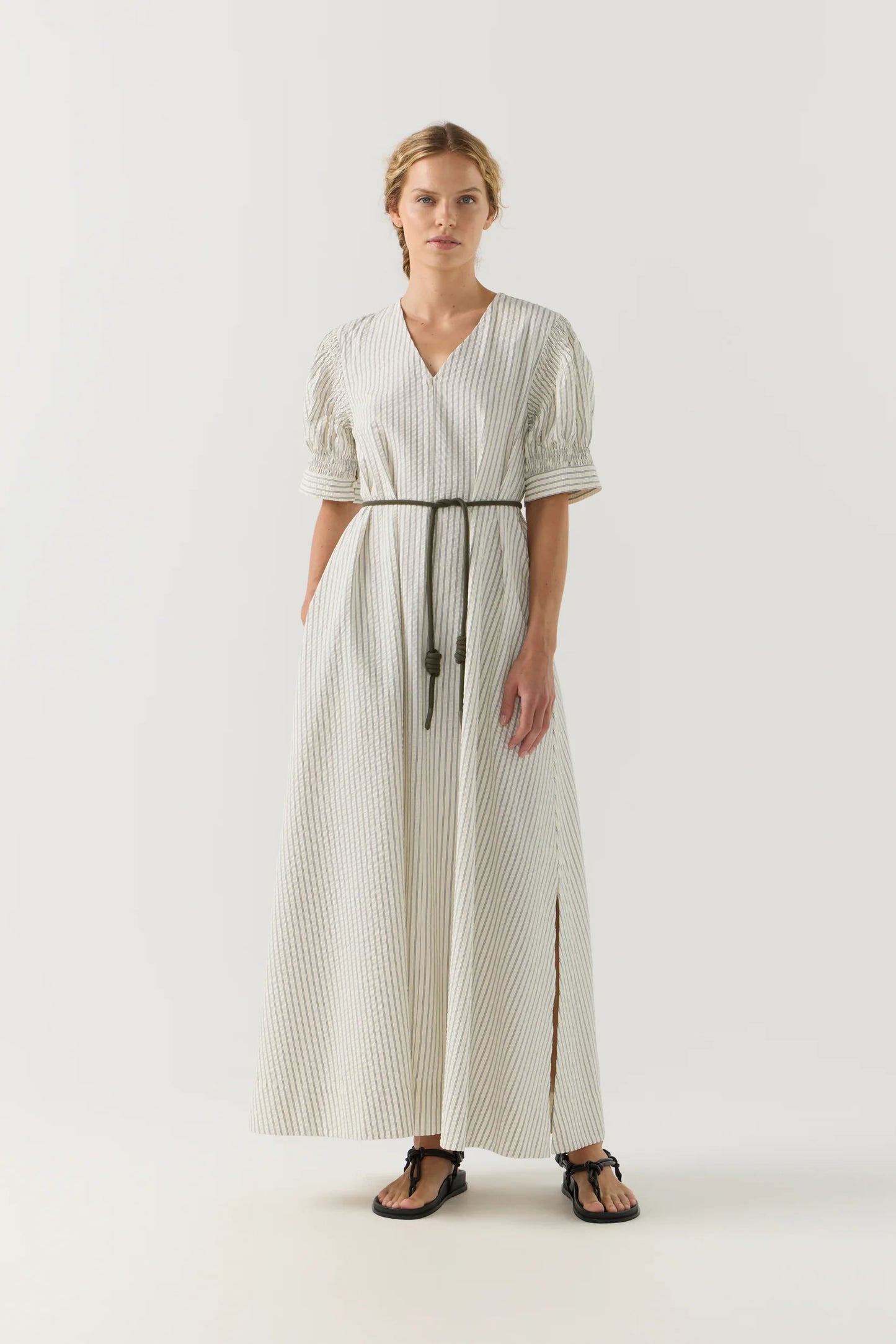 Scottie Dress in Basil Stripe Seersucker