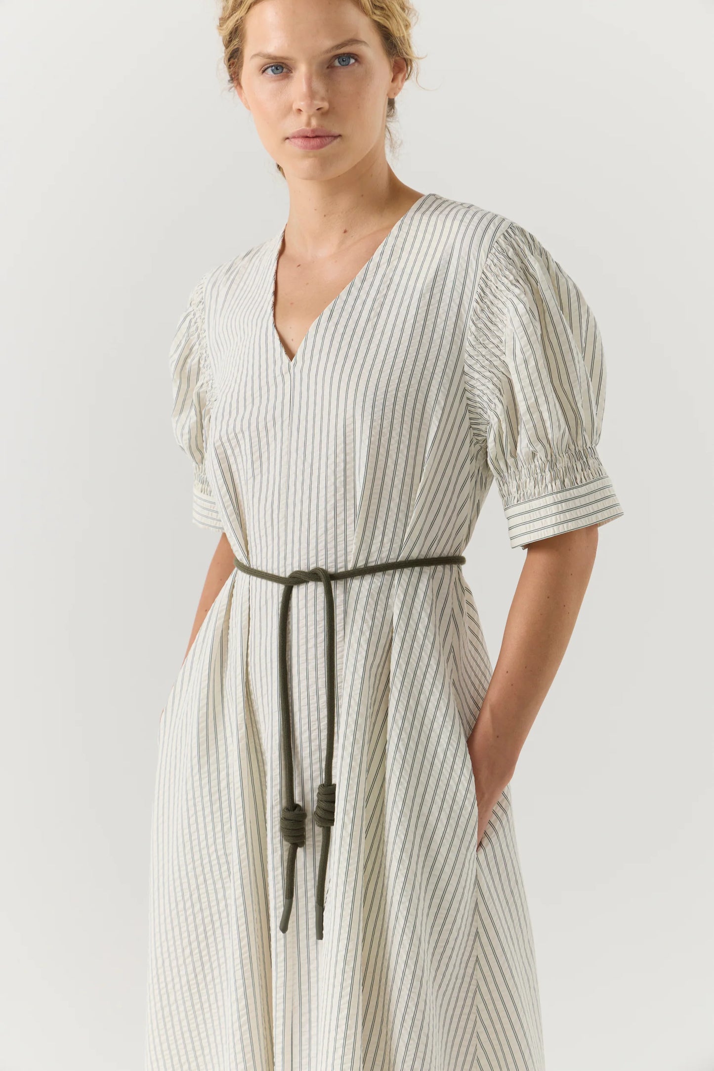 Scottie Dress in Basil Stripe Seersucker
