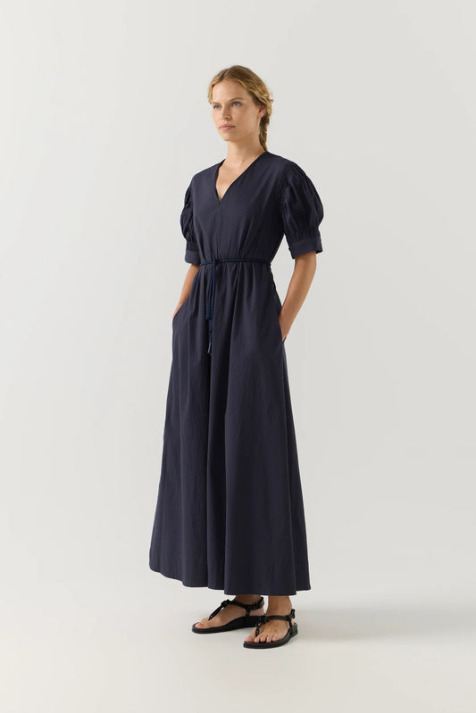 Scottie Dress in Navy Seersucker