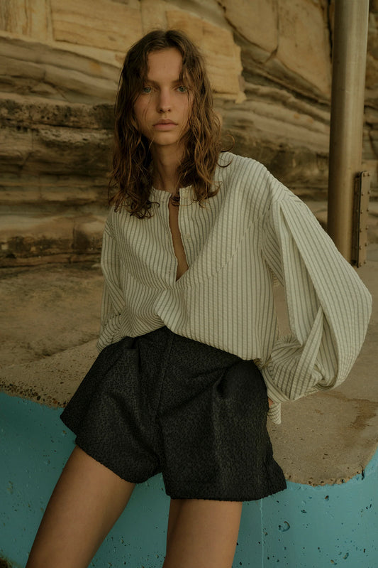Eden Shirt in Basil Stripe Seersucker