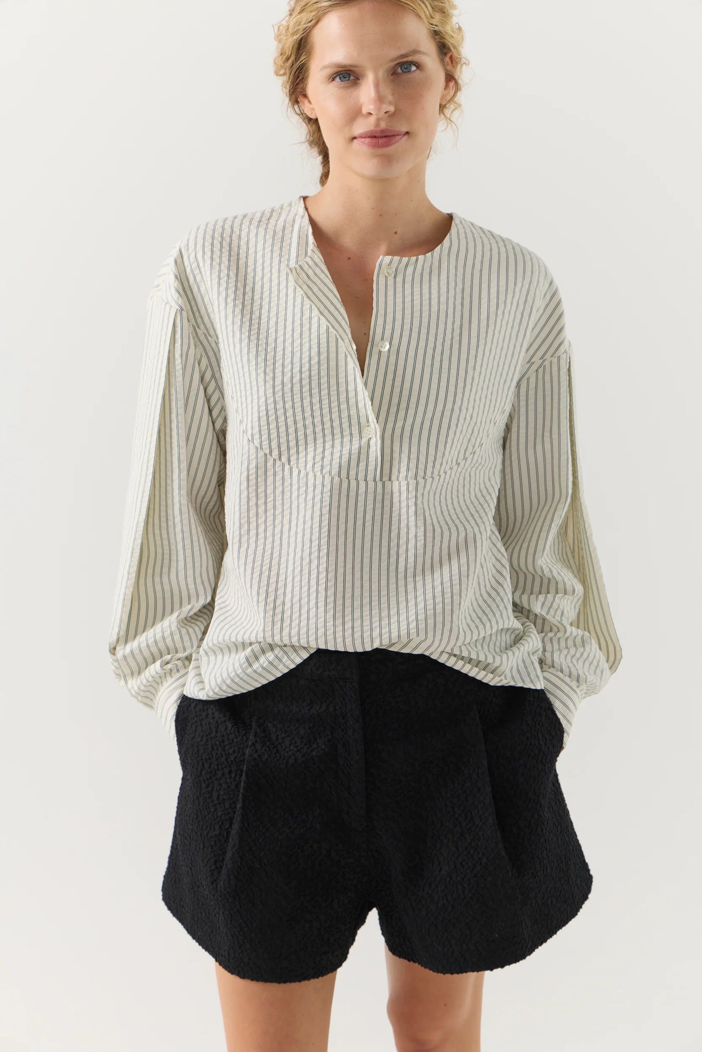 Eden Shirt in Basil Stripe Seersucker