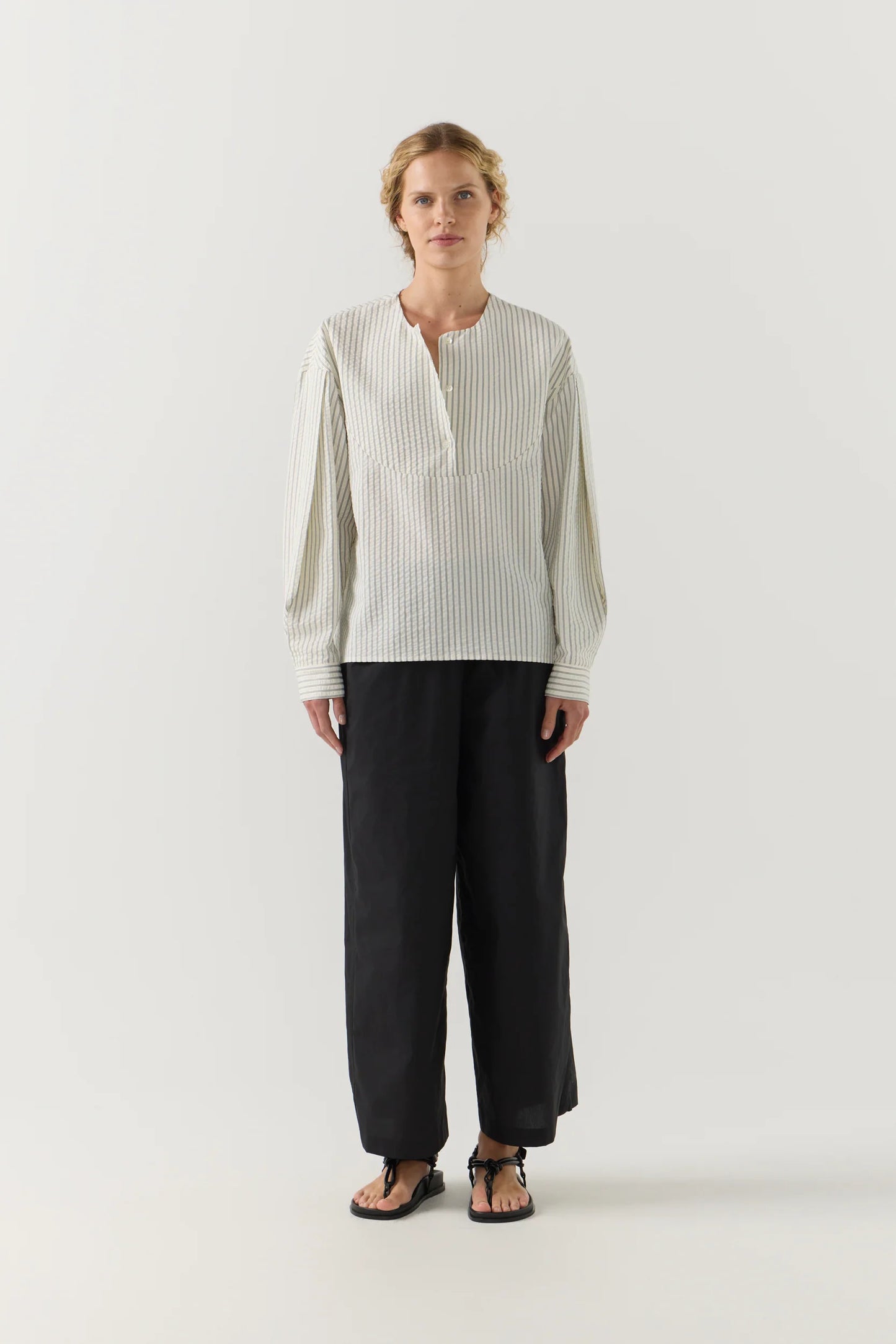Eden Shirt in Basil Stripe Seersucker