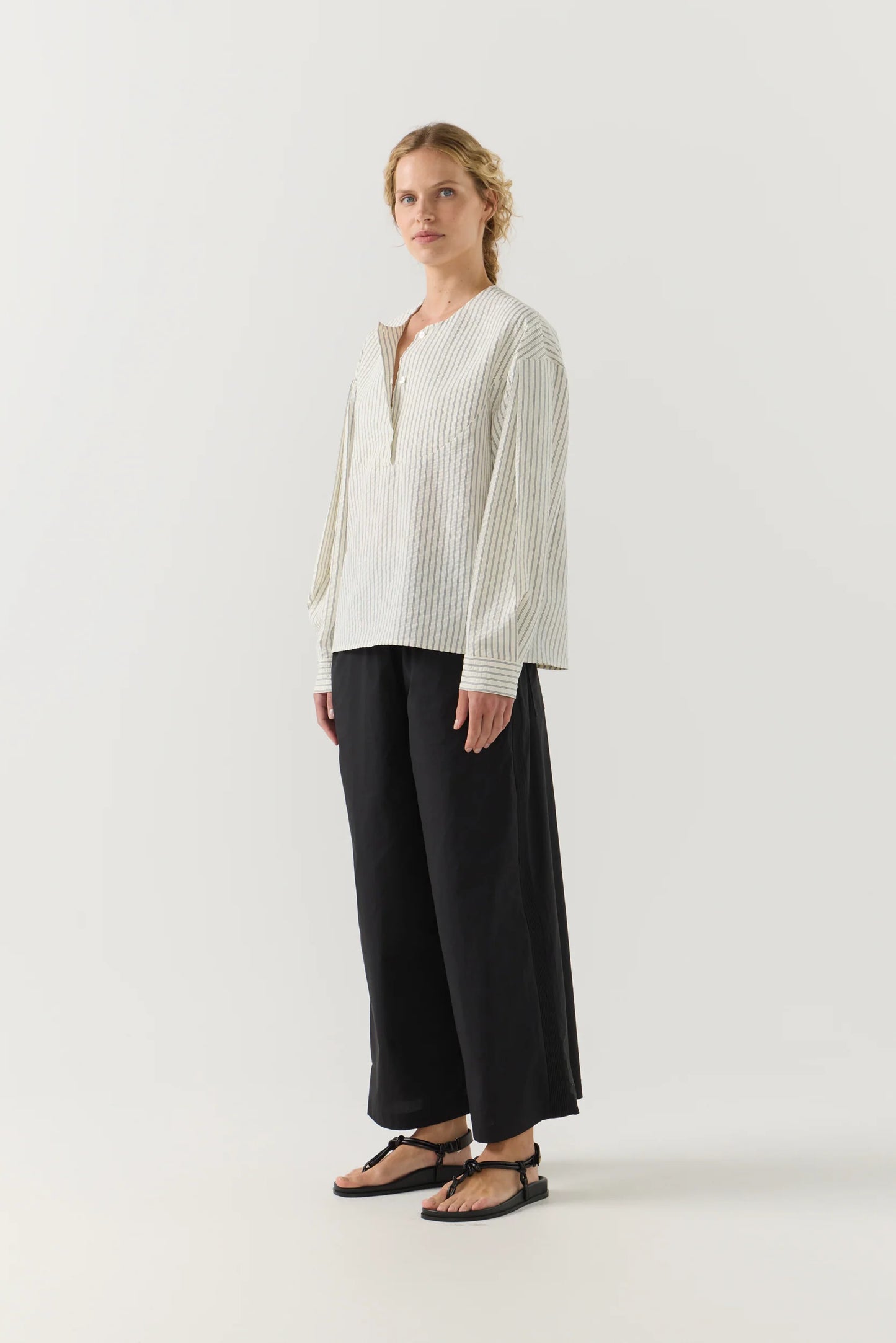 Eden Shirt in Basil Stripe Seersucker