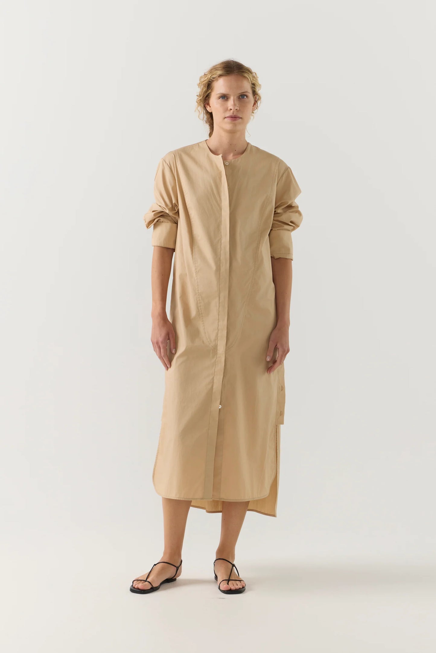 Celine Dress in Sand Poplin