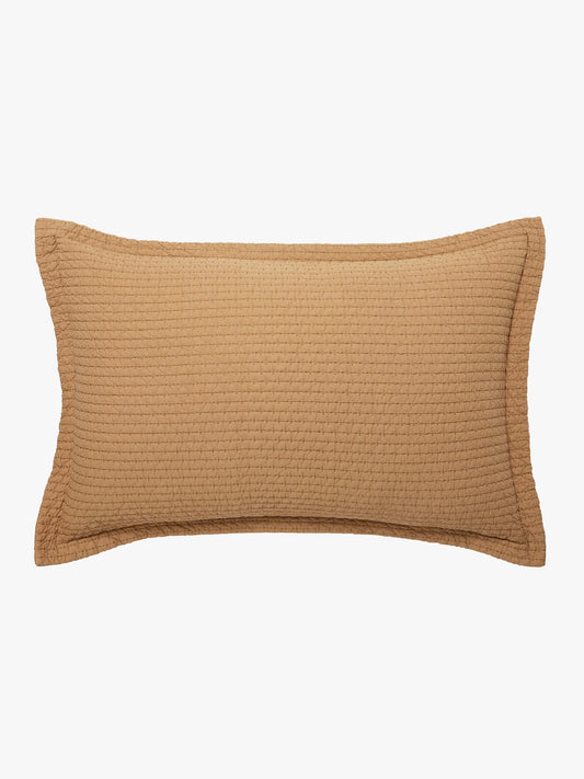 Pure Cotton Quilted Pillowcase in Brûlée Caramel