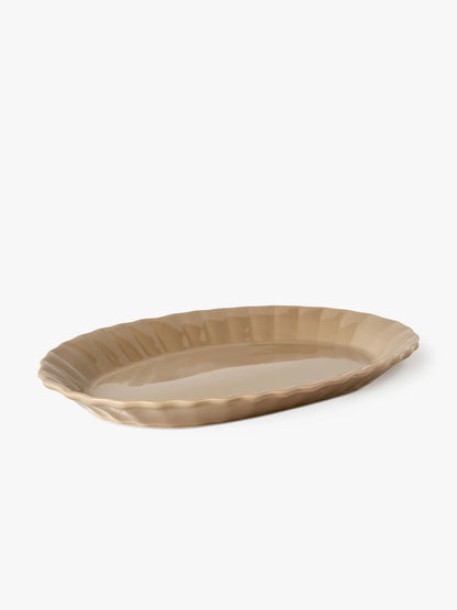 Ceramic Fluted Platter Dish in Dune