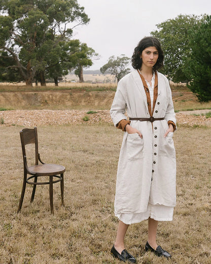 Linden Coat in Mid Weight Linen | Natural