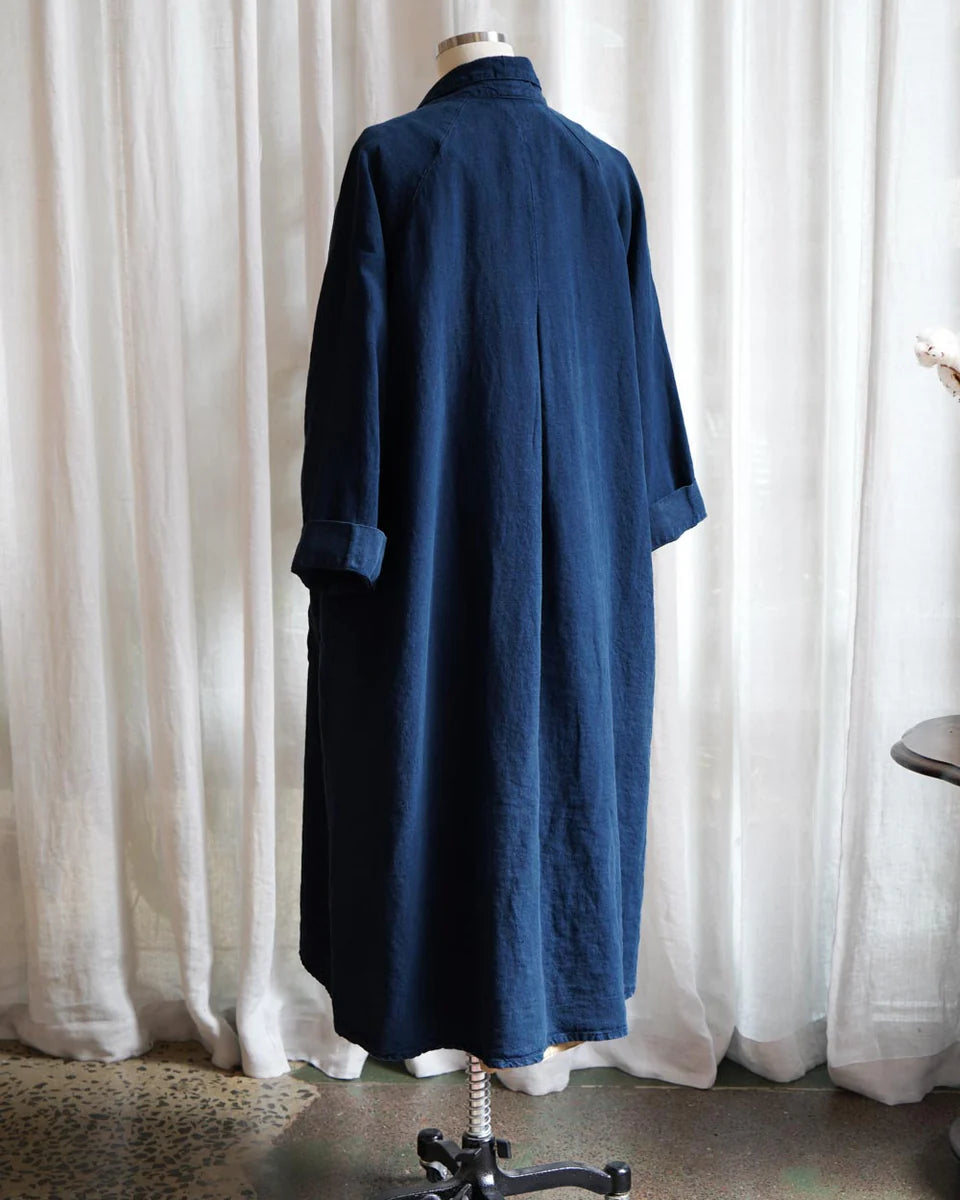 Linden Coat in Mid Weight Linen | Dark Navy
