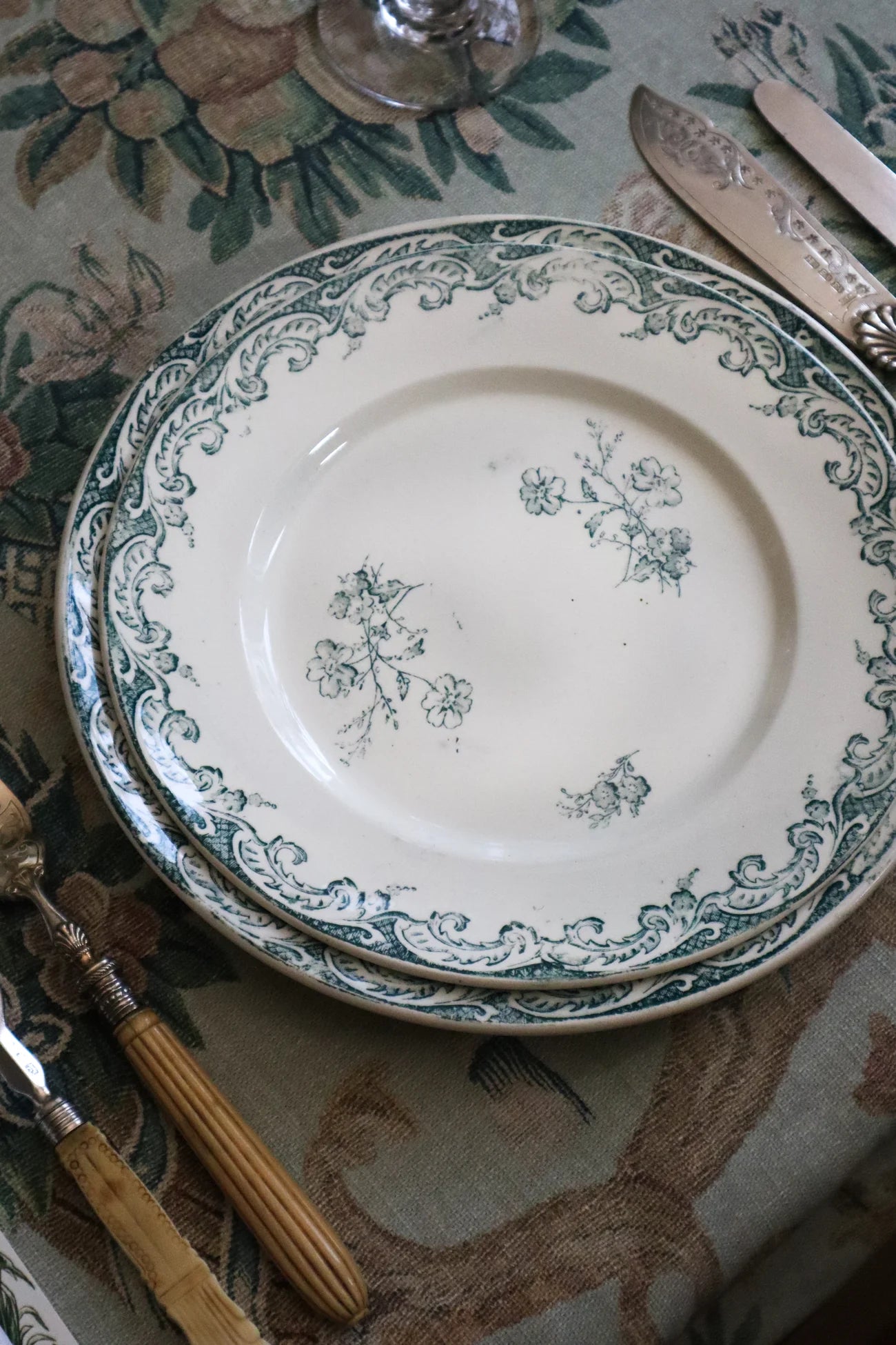 Antique French Ceramic Dessert Plates