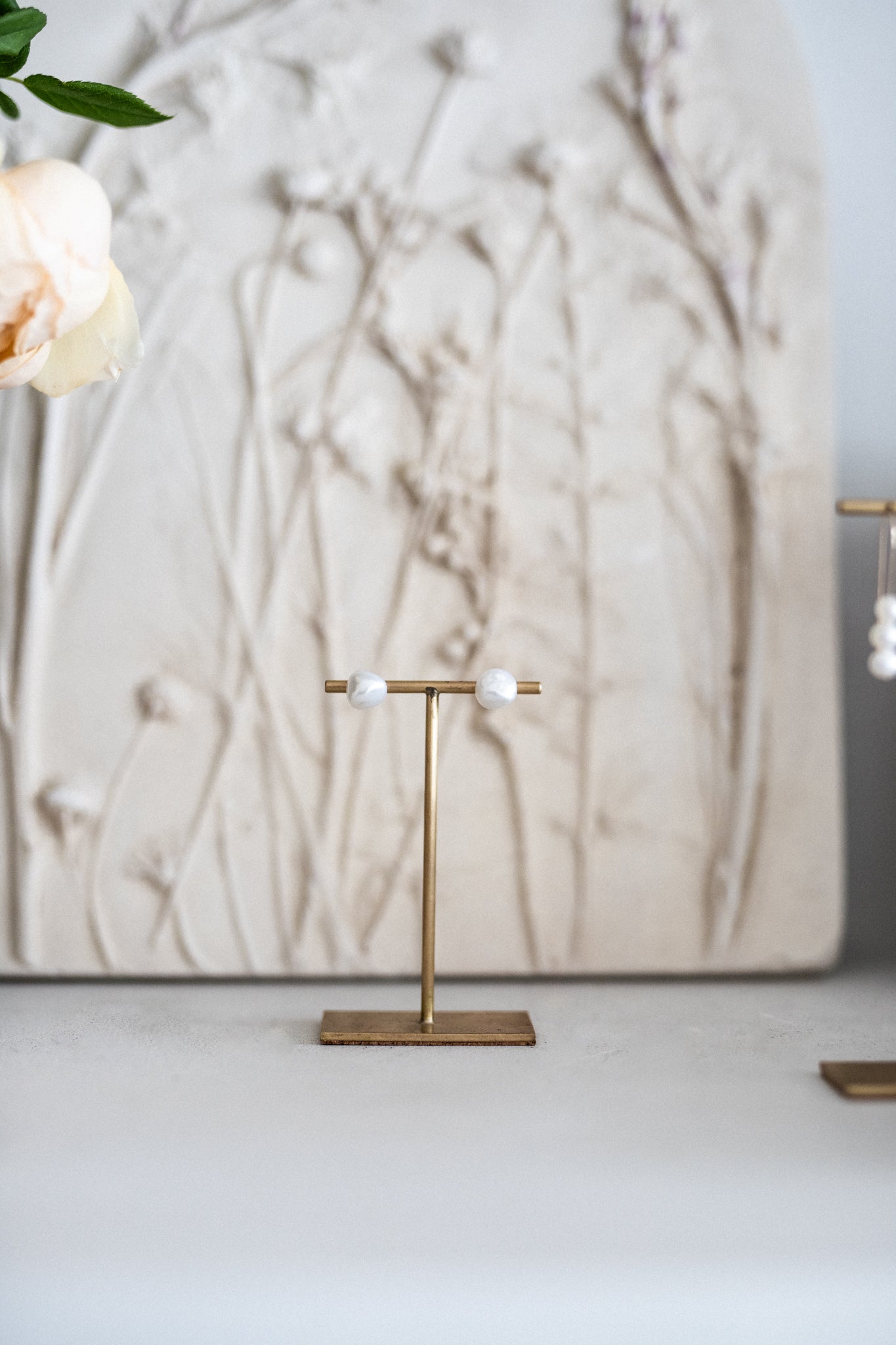 'Rose' Pearl Stud Earrings | Peggy & Twig