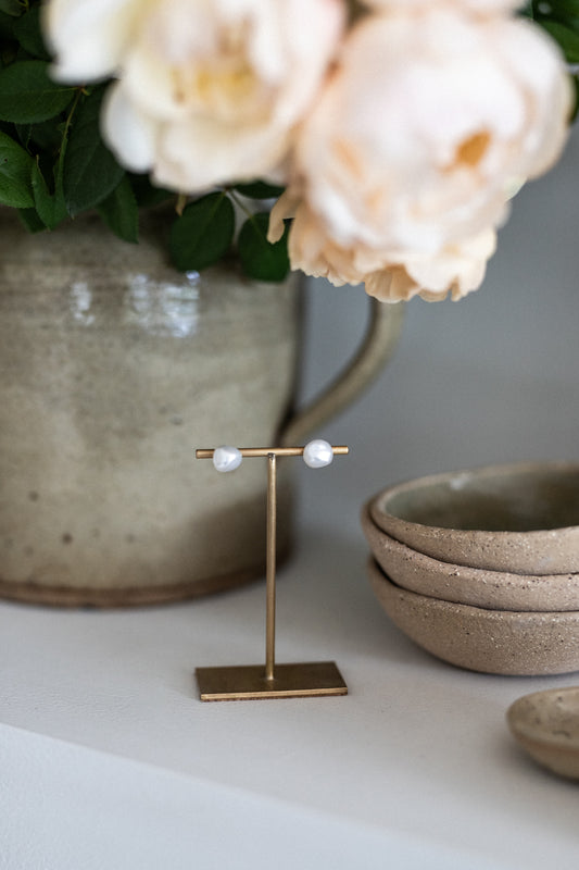 'Rose' Pearl Stud Earrings | Peggy & Twig