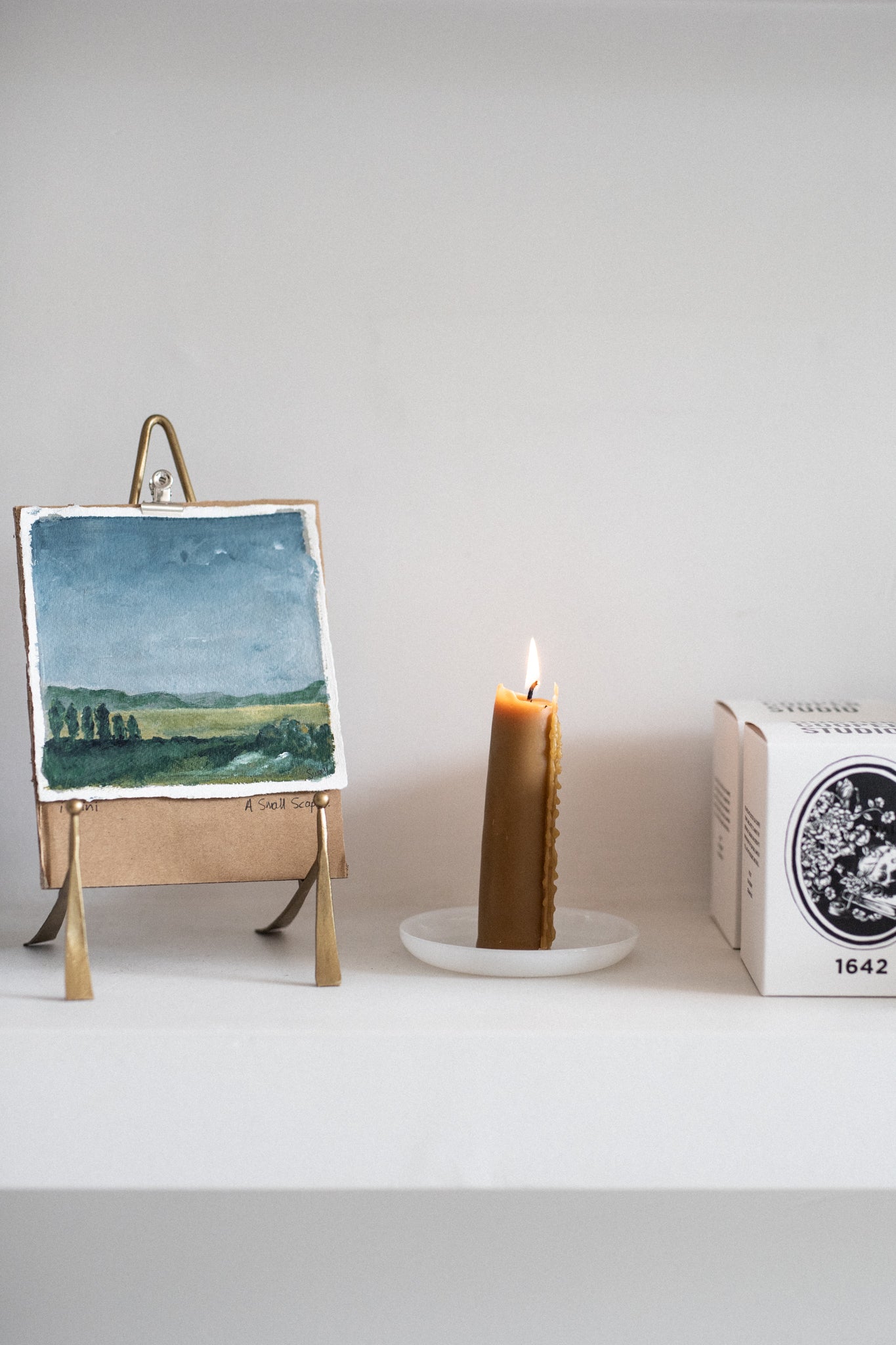 Set of 2 | Organic Beeswax Self-Standing Stubby Candles