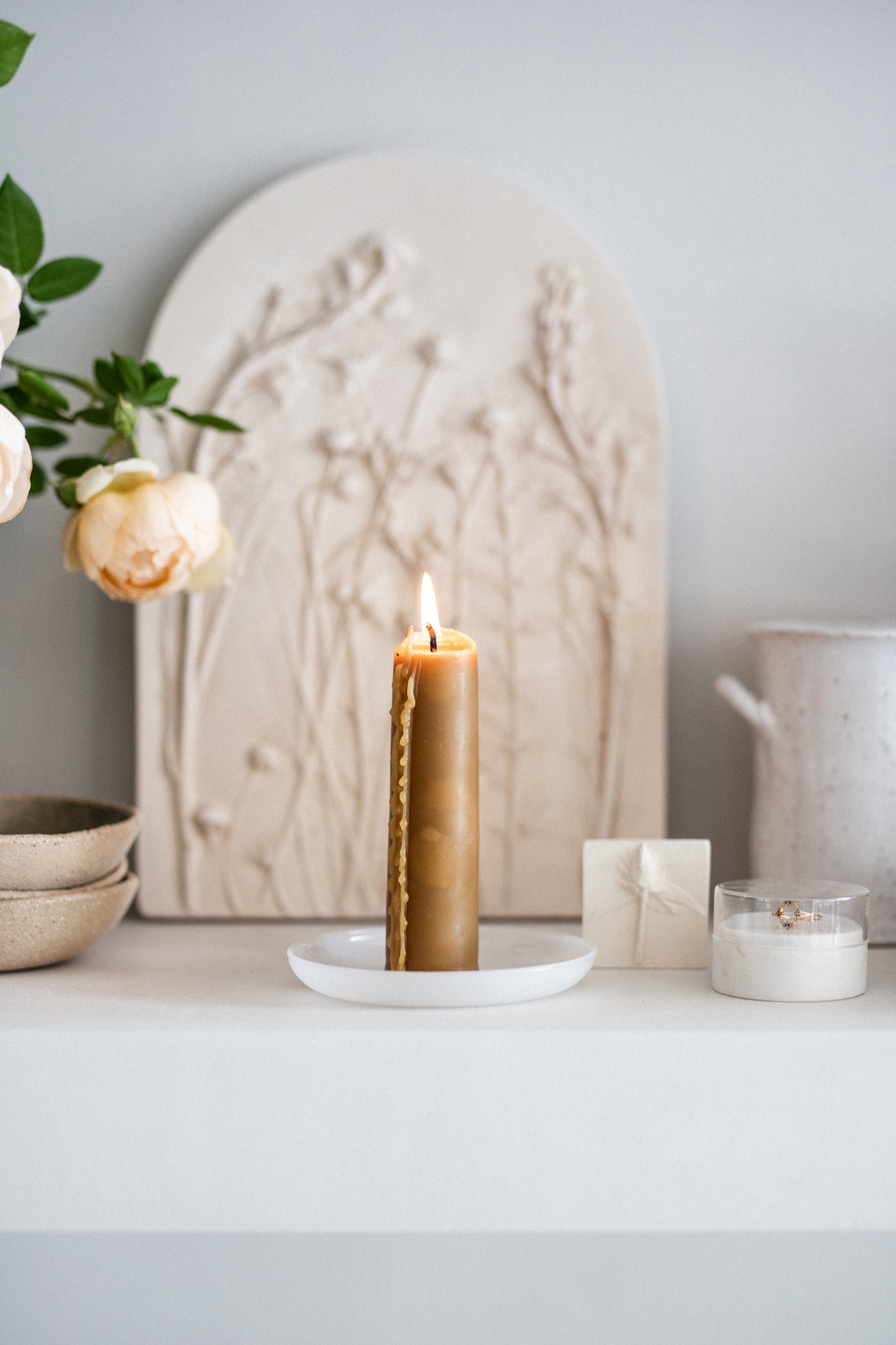 Set of 2 | Organic Beeswax Self-Standing Stubby Candles
