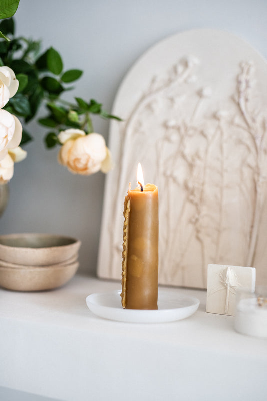 Set of 2 | Organic Beeswax Self-Standing Stubby Candles