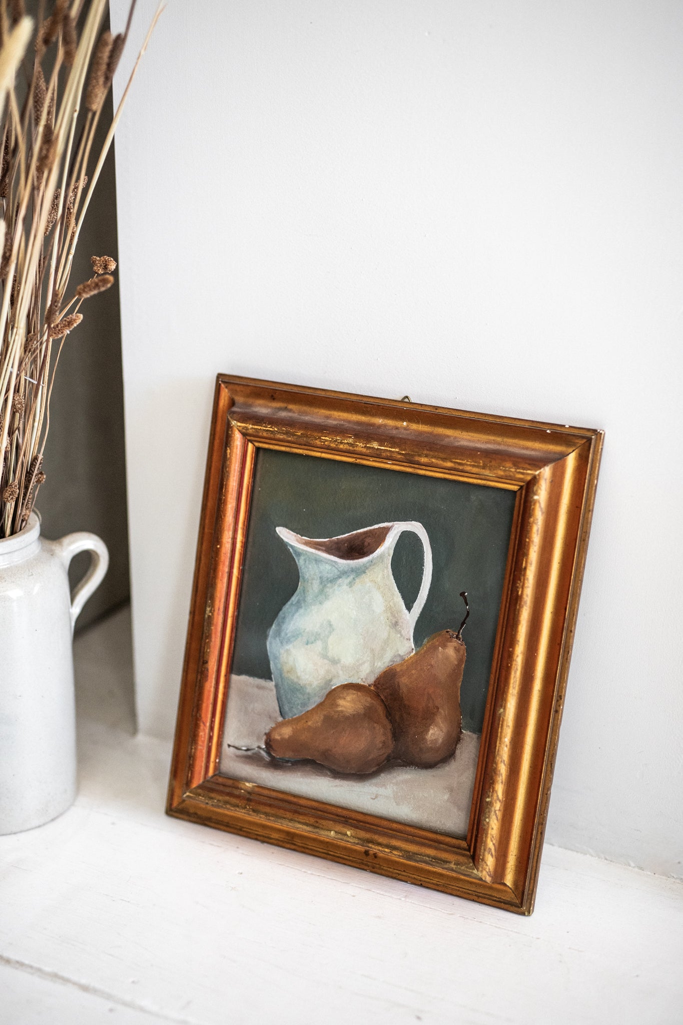 'Pears in Jug' in Antique Italian Frame