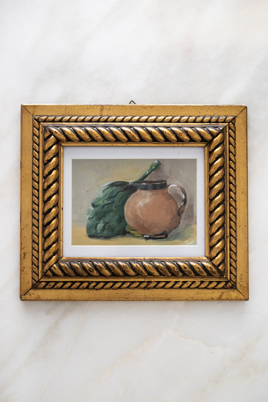 'Artichoke & Jug' in Antique Italian Frame