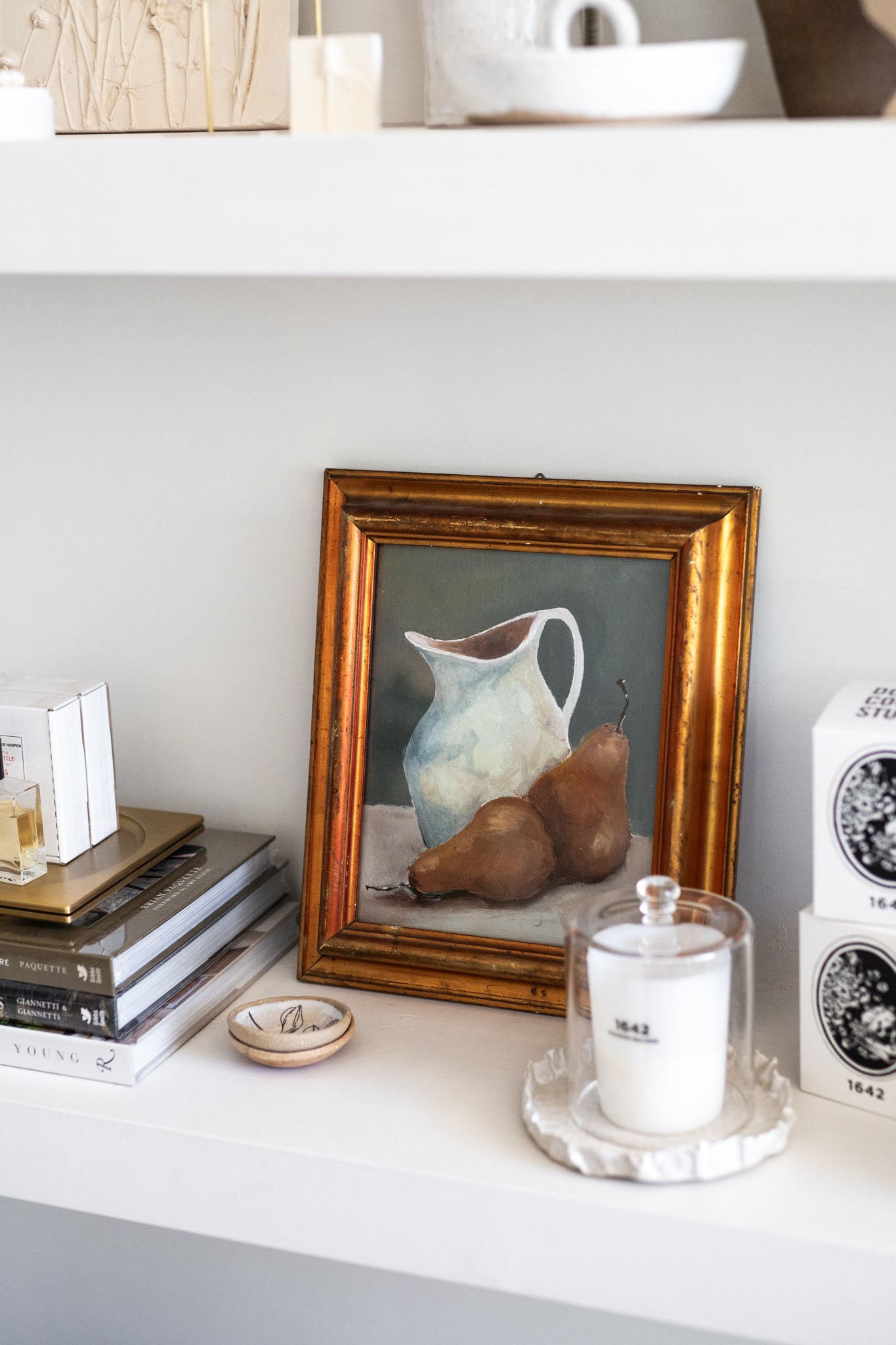 'Pears in Jug' in Antique Italian Frame