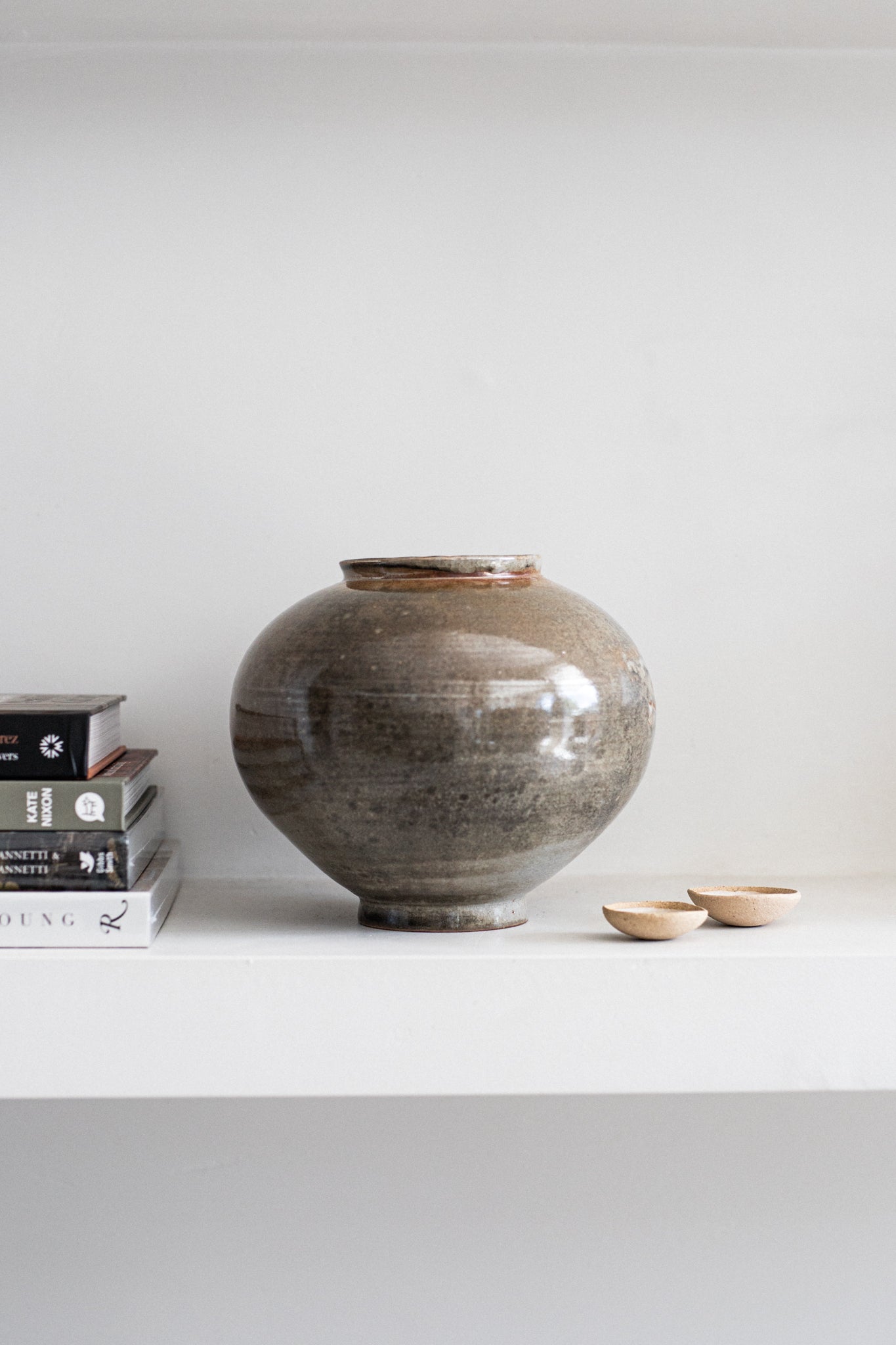 Ceramic Moon Vase in Shino Glaze
