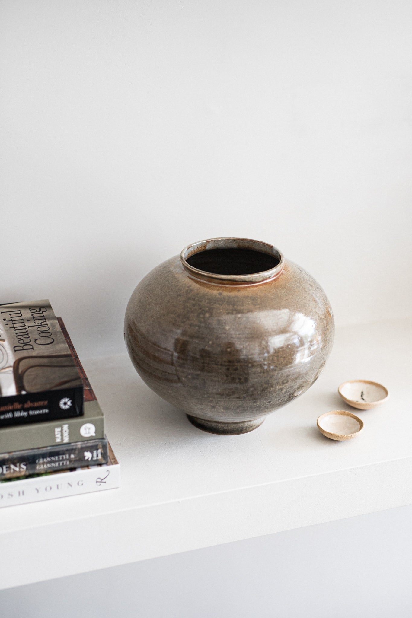 Ceramic Moon Vase in Shino Glaze
