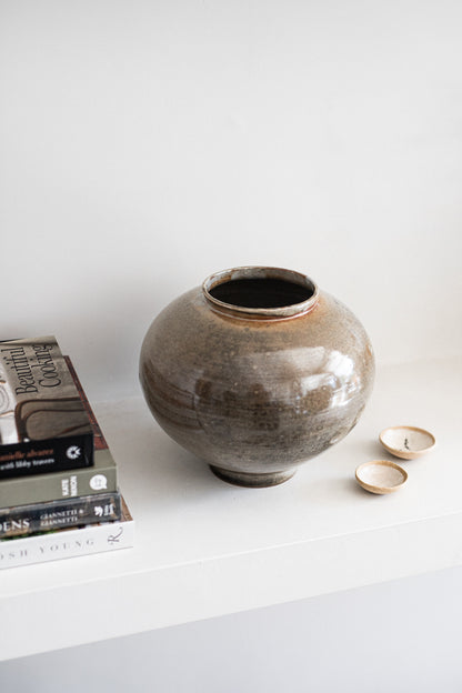 Ceramic Moon Vase in Shino Glaze