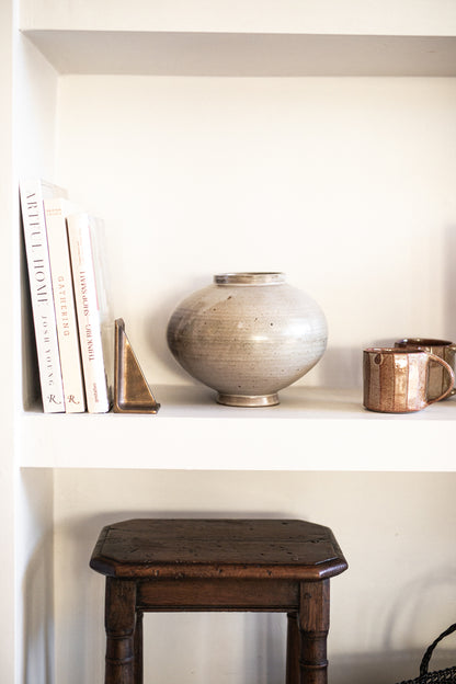 Ceramic Moon Vase in Oat Glaze