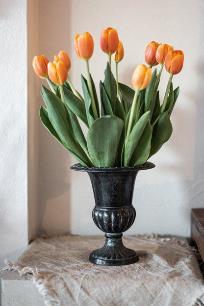 Aged Patina Urns in Cast Metal
