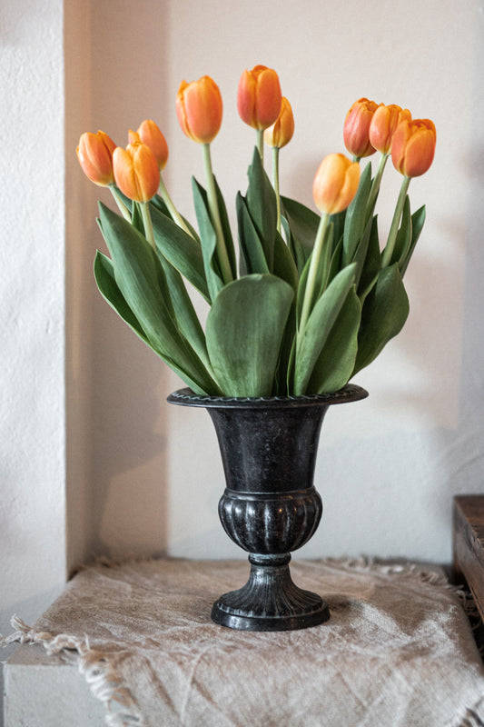 Aged Patina Urns in Cast Metal