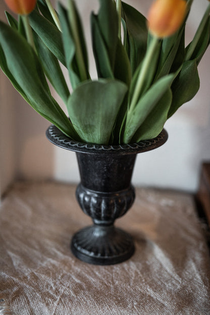 Aged Patina Urns in Cast Metal