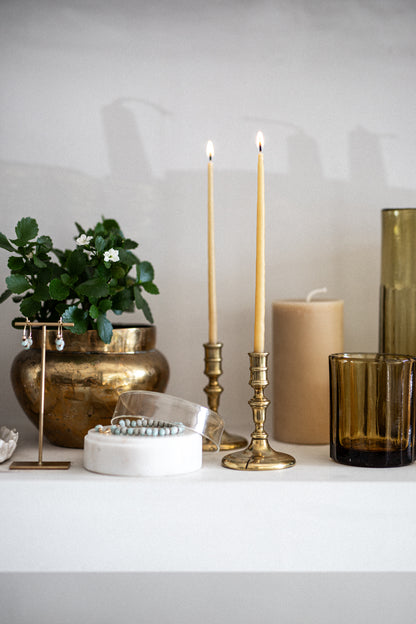 Antique Brass Slender Candlestick | Set of 2
