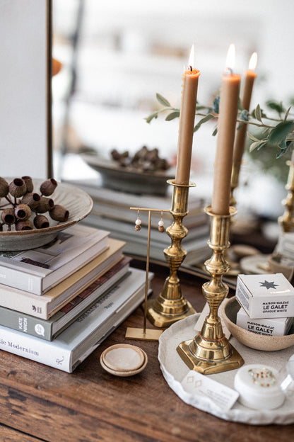 Antique English Brass Candlesticks | Set of 2