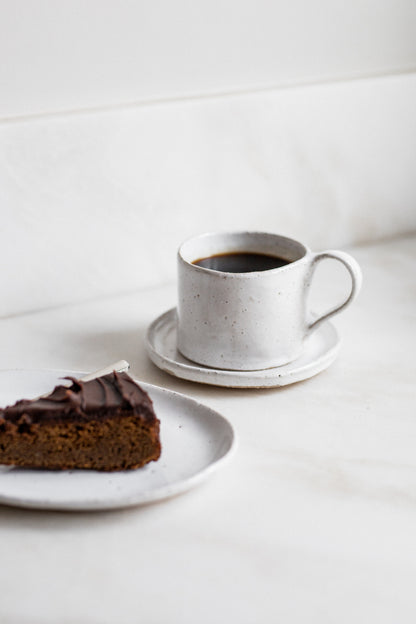 The Classic Mug with matching Saucer | French white
