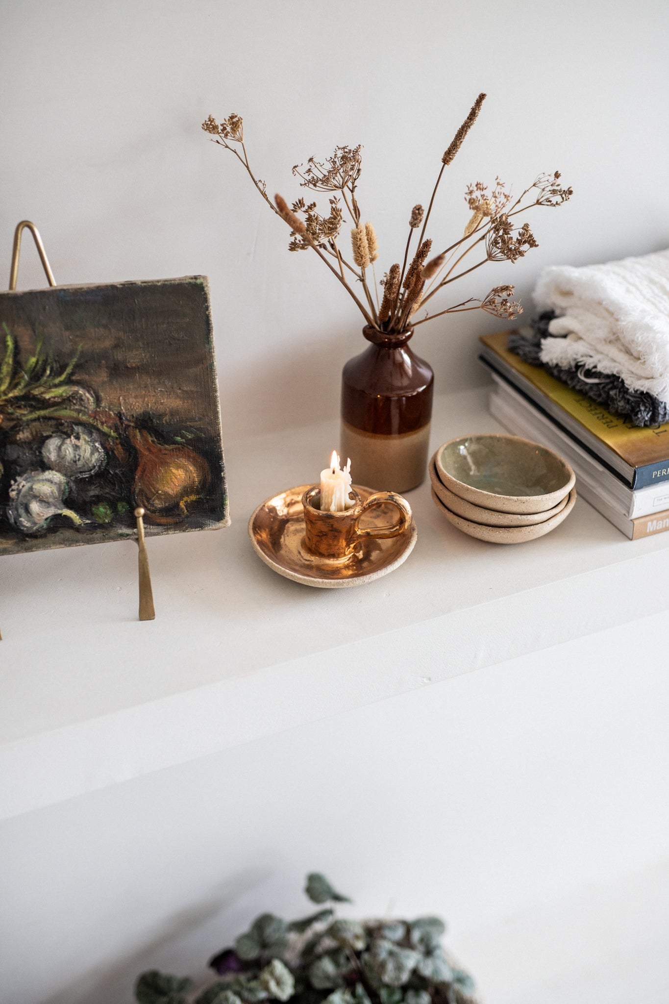 Cream & Gold Candle Holder | special edition
