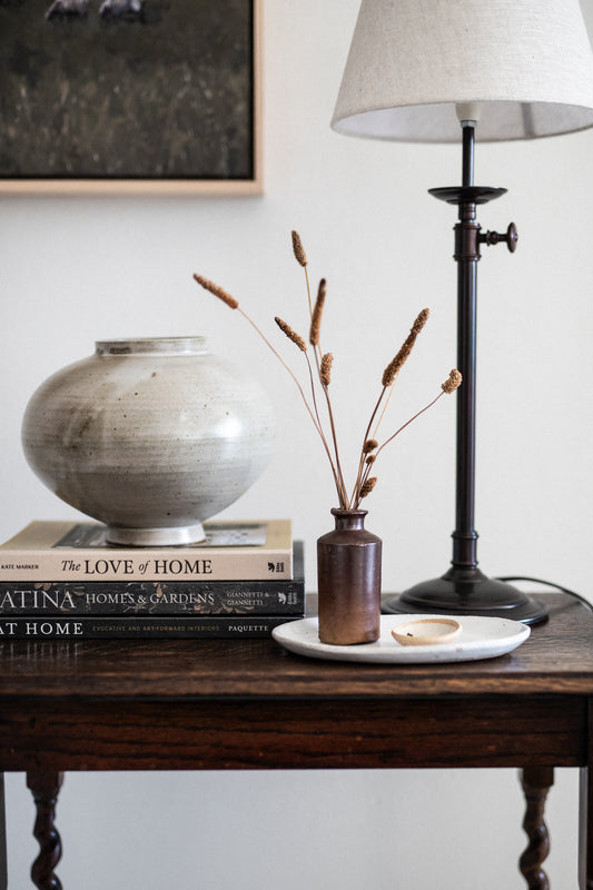 Ceramic Moon Vase in Oat Glaze