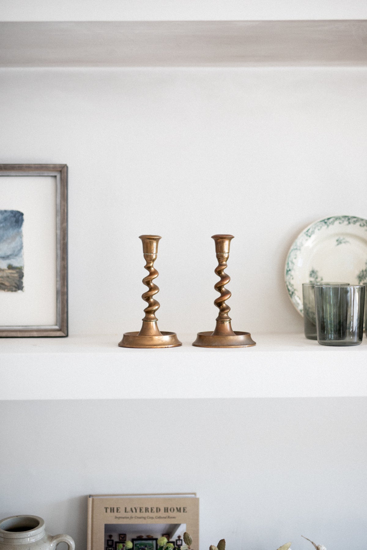 Antique Twist Brass Candlestick | Pair