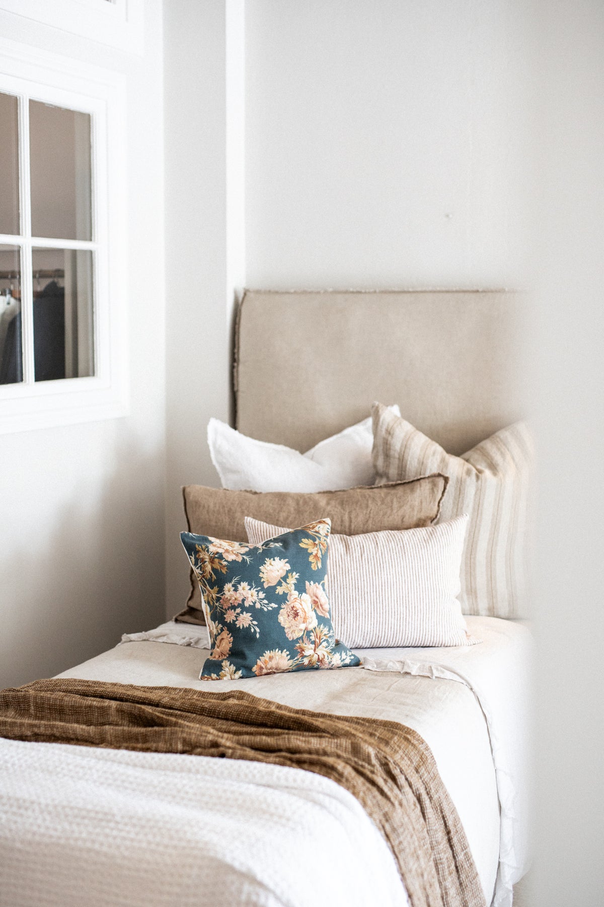 Parisian Cushion Covers made from Antique French Textile | Blue floral