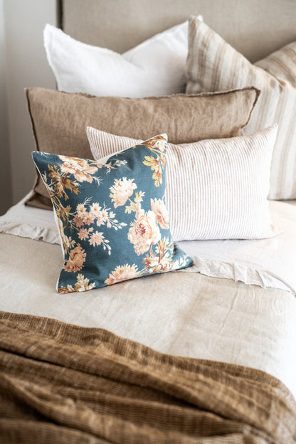 Parisian Cushion Covers made from Antique French Textile | Blue floral