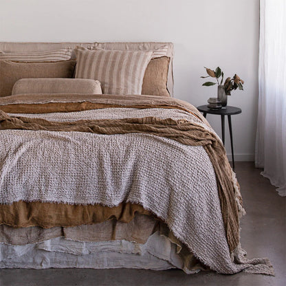 Flocca Linen Waffle Blanket | Sable | Q/K size