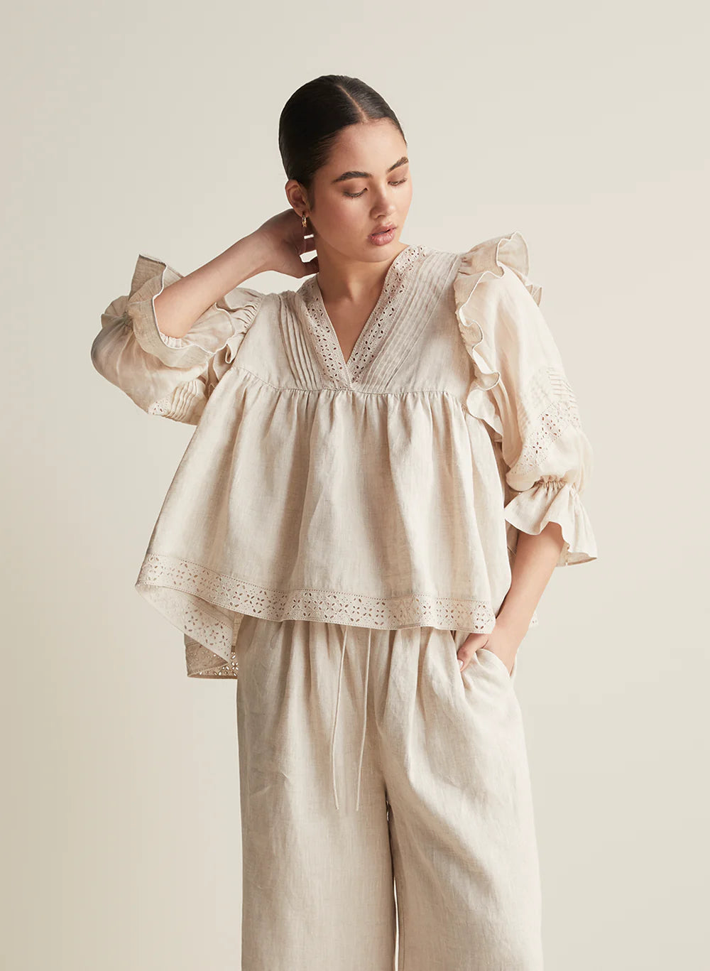 Linen Ramie 'Hari' Smock Top | Flax