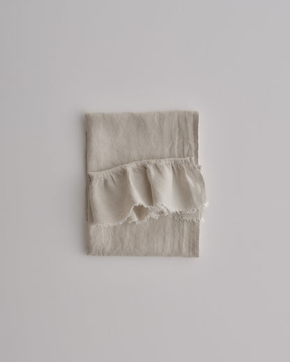 Linen Ruffle Guest Towel | 'Sable'