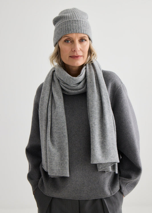 Cashmere Scarf Grey Marle - Worn
