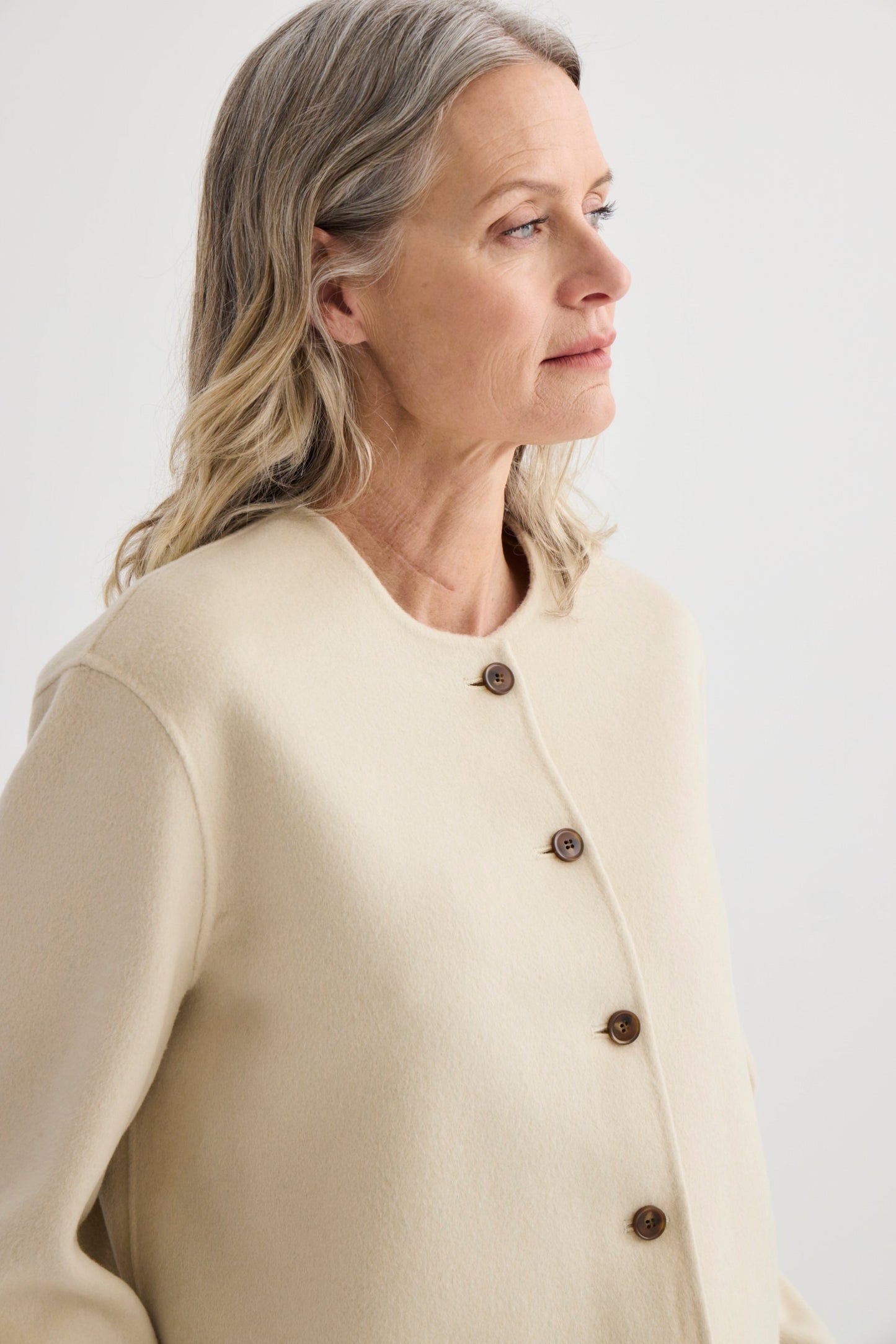 Cardi Jacket Ivory - Side view