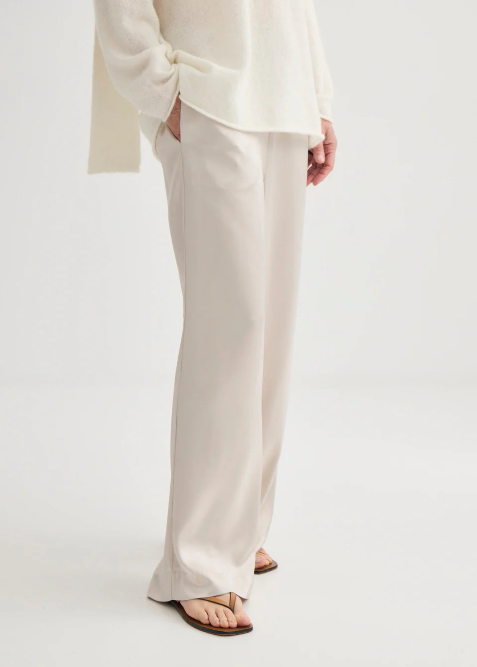 Luxury Satin Relaxed Pant in Champagne