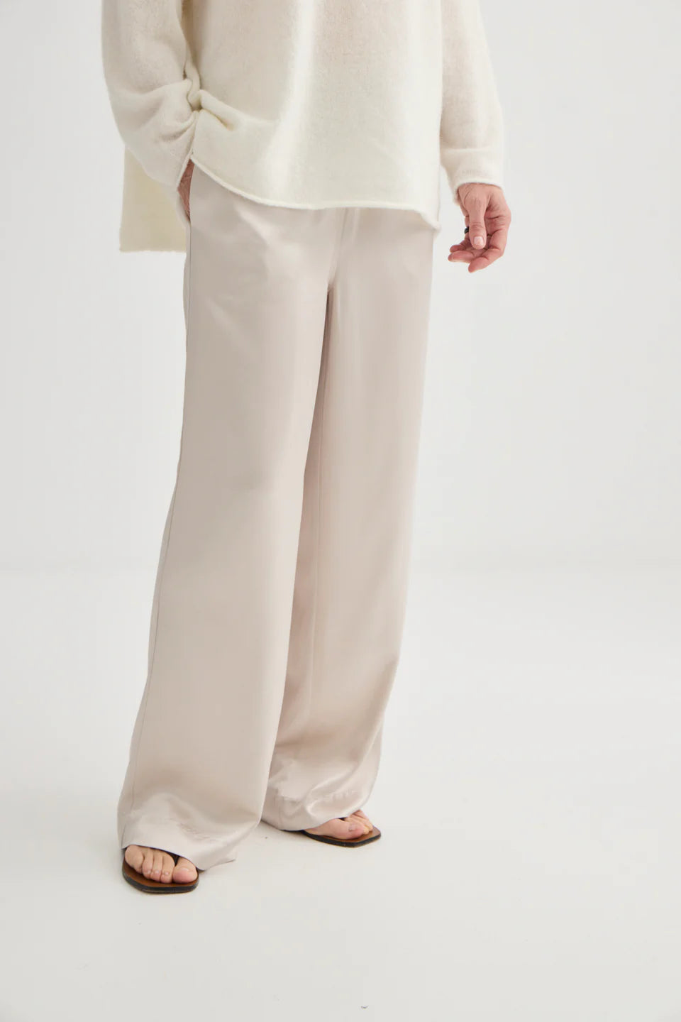Luxury Satin Relaxed Pant in Champagne