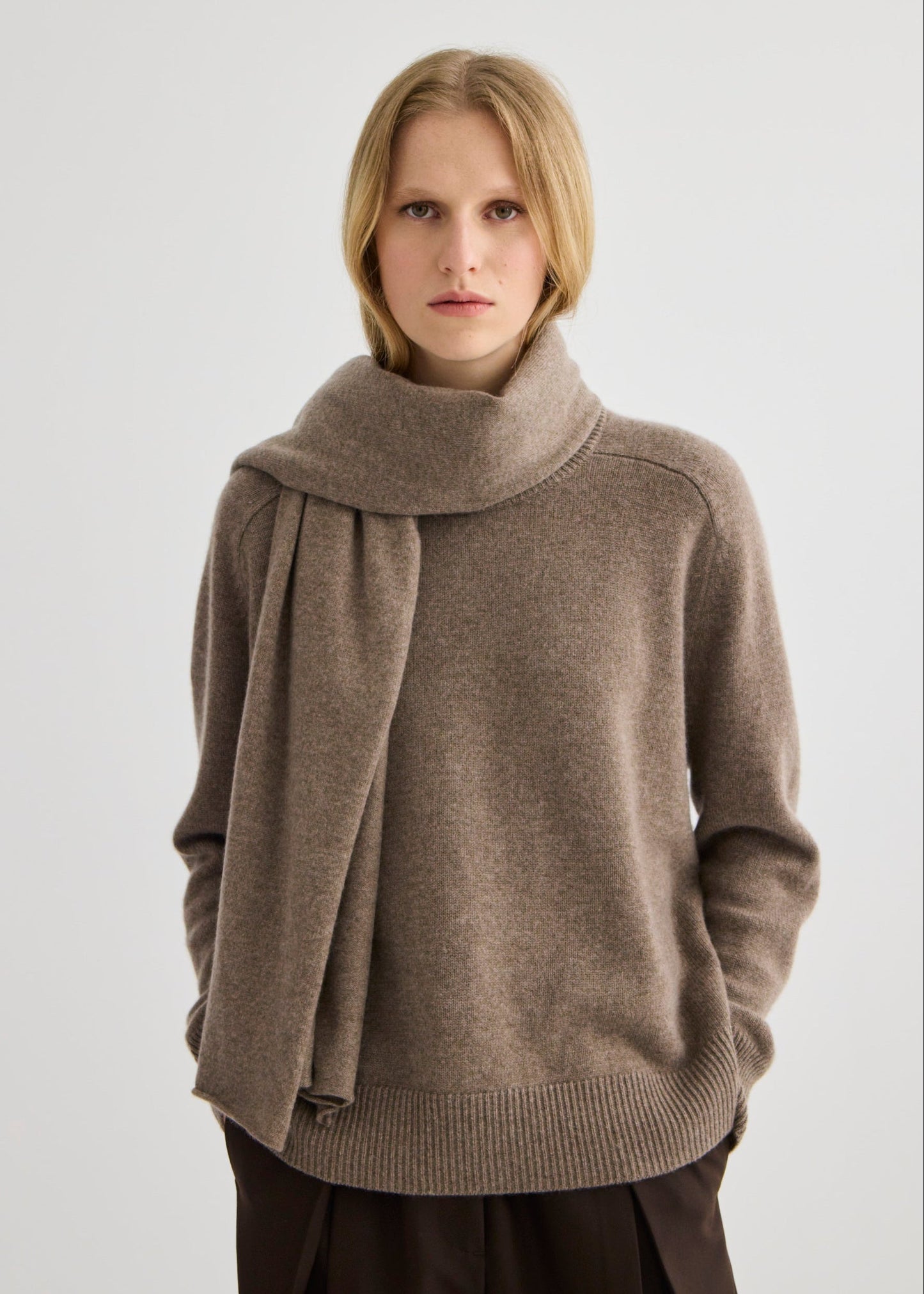 Mara Cashmere Funnel Neck - Full length