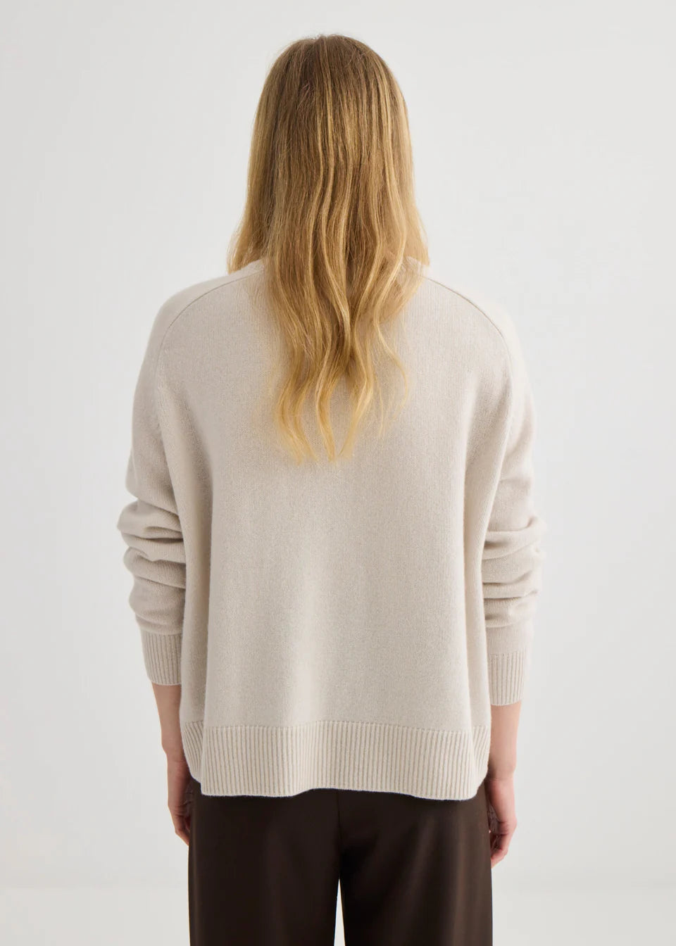 Oversized Pure Cashmere Crew Neck - Oyster